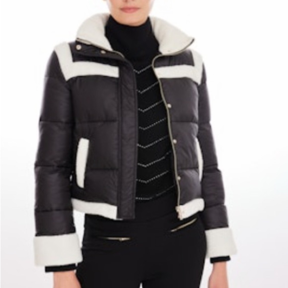 Generation Love Women's Black and White Puffer Sherpa Jacket